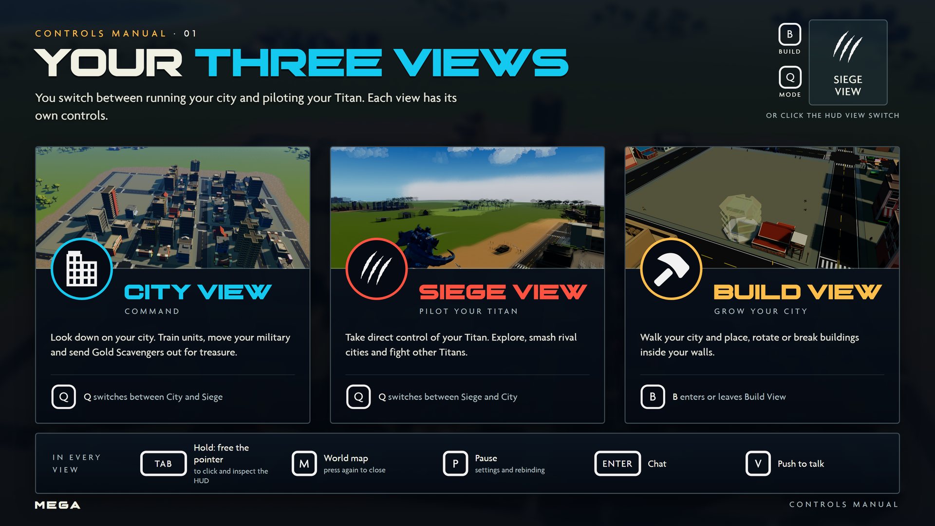 Your three views: City, Siege and Build